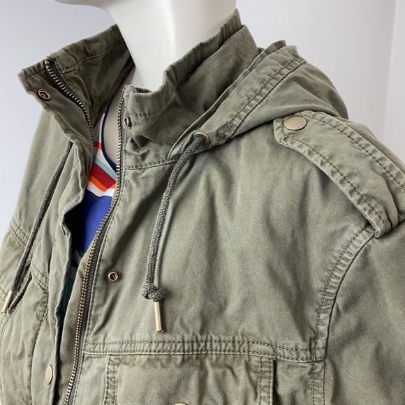 Aritzia Azure Skies Army Green Trooper Utility Hooded Fall Jacket Size S - Picture 7 of 16